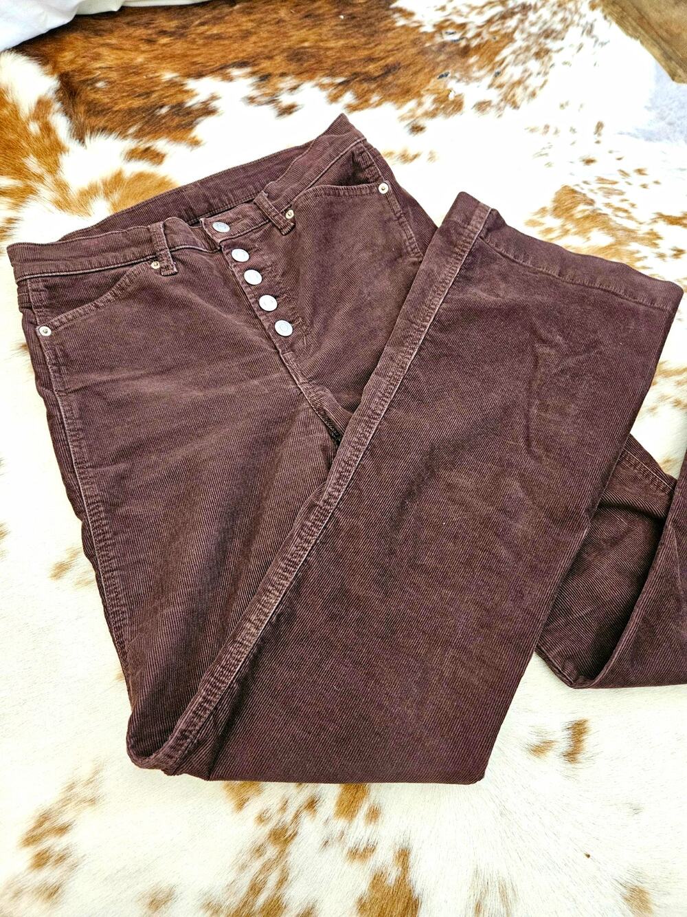 Gap Brown Corduroy Flare Pants High Rise Button Fly Womens Size 6 28 Wood